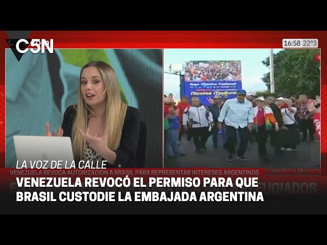 ⁣VENEZUELA revocó el permiso para que BRASIL custodie la EMBAJADA ARGENTINA en CARACAS