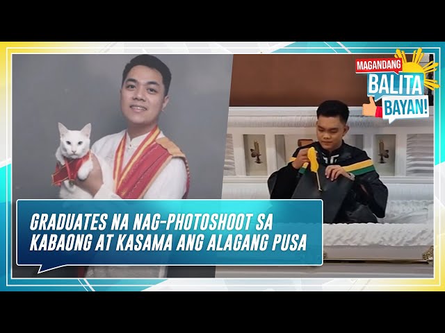 ⁣Graduates na nag-photoshoot sa kabaong at kasama ang alagang pusa