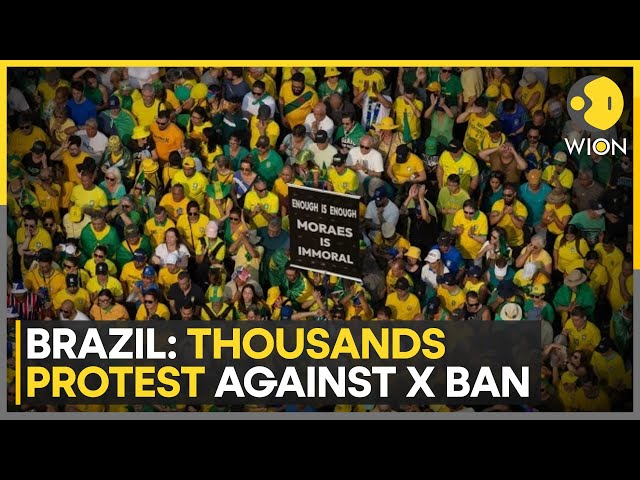 ⁣Brazil: X ban drives outraged Bolsonaro supporters to rally for ‘free speech’ | Latest News | WION