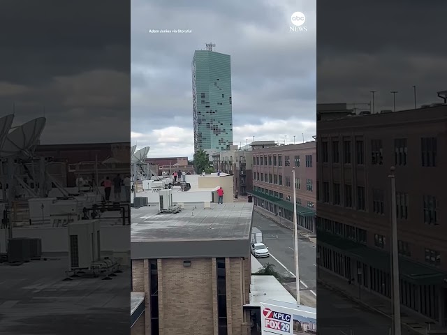 ⁣Louisiana skyscraper demolished after hurricane damage