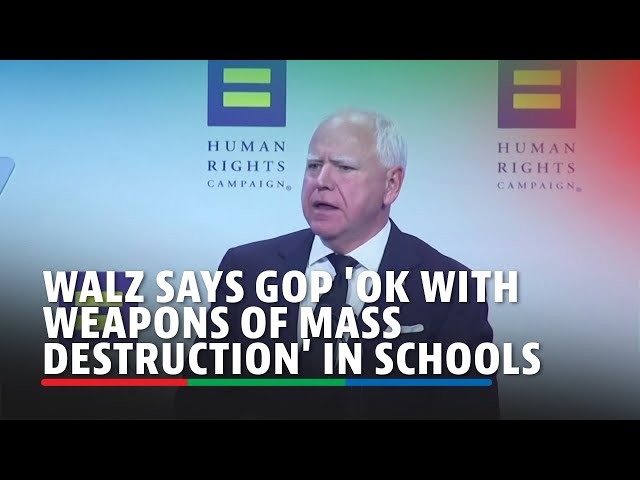 ⁣Walz says GOP bans books in classrooms but are 'OK with weapons of mass destruction' in sc