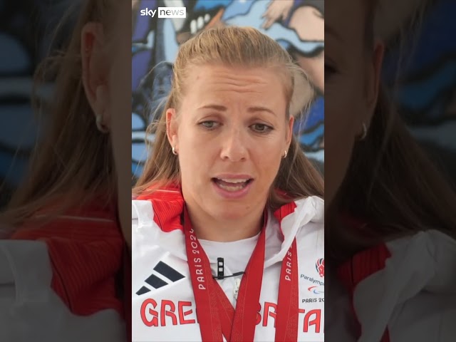 ⁣Paralympic athlete Hannah Cockcroft reacts to winning ninth gold medal