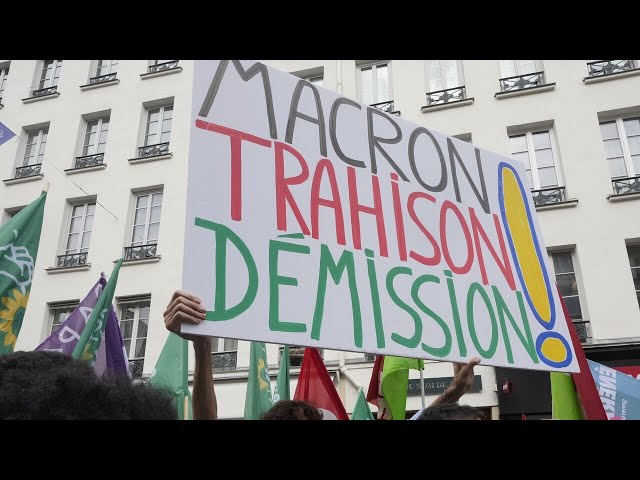 ⁣Thousands across France protest Emmanuel Macron's choice of prime minister