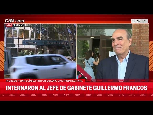 ⁣INTERNARON a GUILLERMO FRANCOS por un CUADRO GASTROINTESTINAL