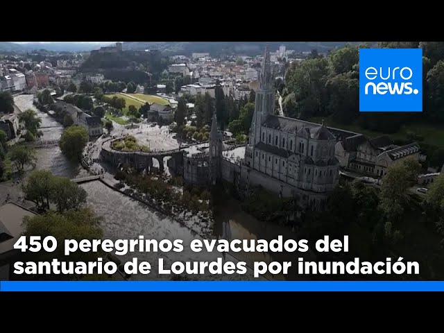 ⁣450 peregrinos del Santuario de Lourdes tienen que ser evacuados por la crecida del río