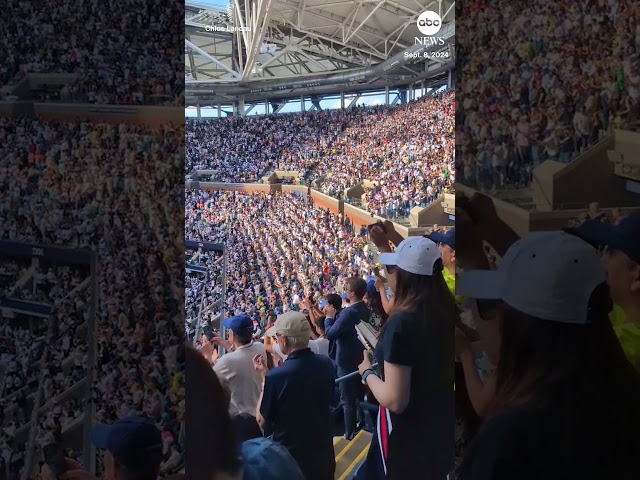 ⁣Crowd cheers as Sinnik wins U.S. Open final