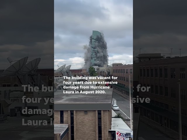 ⁣Louisiana 22-story building implodes after hurricane damage #Shorts