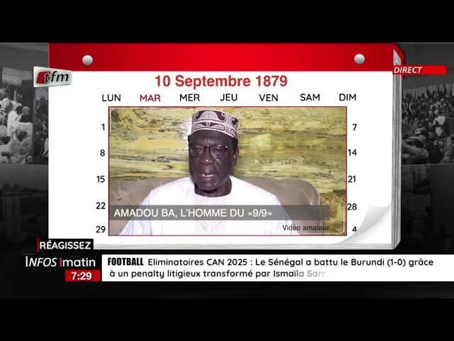 ⁣1 jour au SENEGAL | 10 septembre 1879 | AMADOU BA , L´HOMME DU 9/9 - 10 septembre 2024