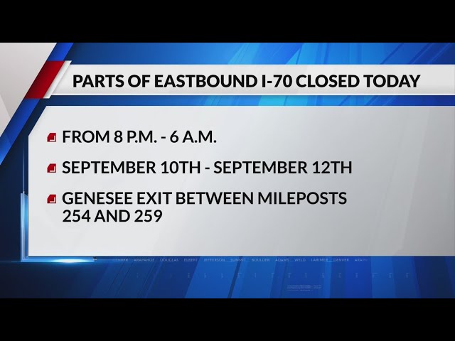 ⁣Part of eastbound I-70 to close for 3 nights