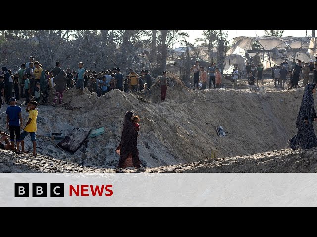 ⁣Israeli strike in Gaza humanitarian zone kills 19, Hamas-run health ministry says | BBC News