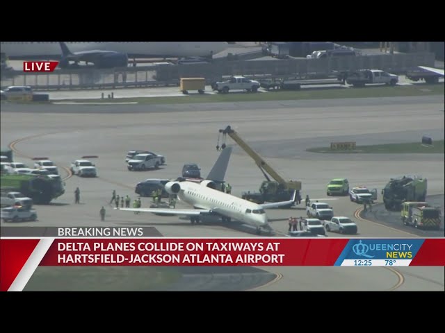 ⁣Delta Air Lines planes collide on Atlanta taxiway