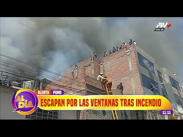 ⁣Incendio consume viviendas en Puno y las familias escapan por la ventana