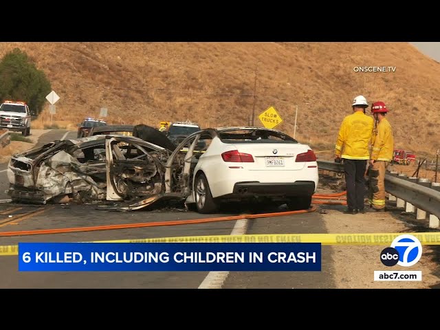 ⁣6 killed, including kids, in chain-reaction crash in Riverside County