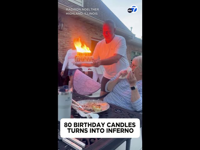 ⁣80 birthday candles turns into inferno