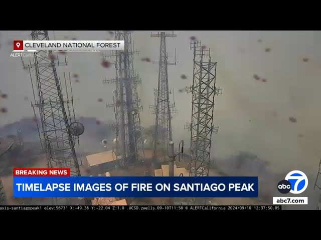 ⁣TIME-LAPSE: Wildfire destroys Silver Peak weather-monitoring station on Santiago Peak