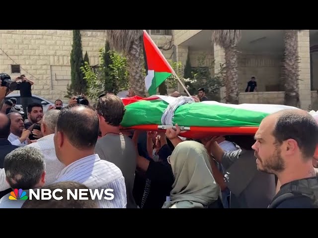 ⁣Memorial procession held for American activist killed in West Bank