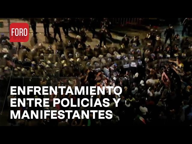 ⁣Así se ve desde el aire el enfrentamiento entre manifestantes y policías en Senado - Las Noticias