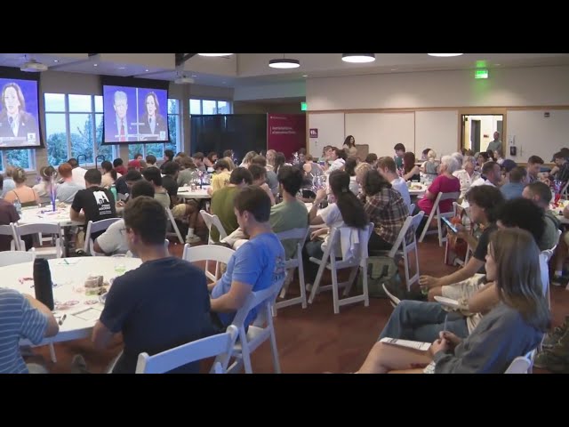 ⁣Bipartisan college students participate in debate watch party