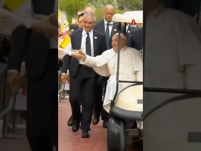 ⁣Pope Francis receives warm welcome from supporters in Singapore