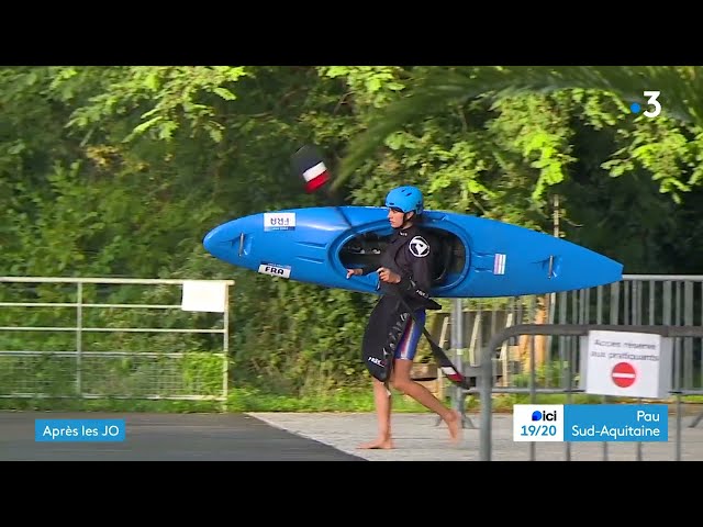 ⁣Reprise de l'entraînement à Pau après les JO pour les kayakistes et céistes de l'équipe de