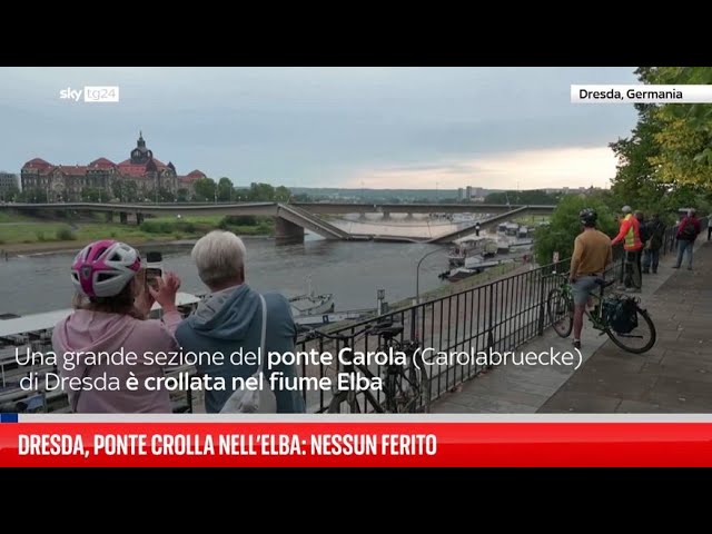 ⁣Dresda, ponte crolla nel fiume Elba: nessun ferito