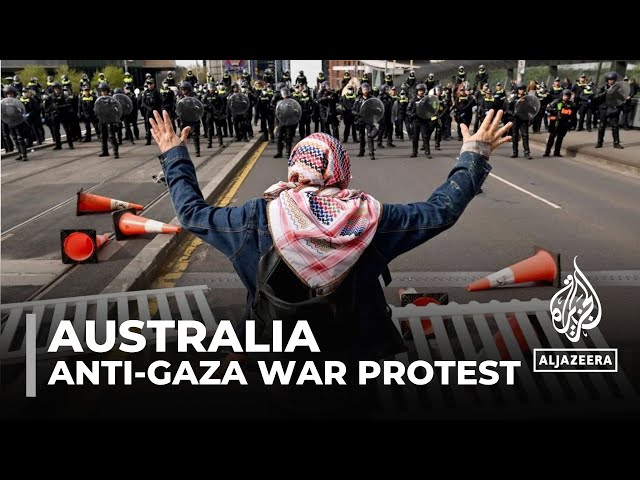 ⁣Antiwar protesters clash with police at Australian arms fair