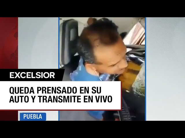 ⁣Sujeto queda prensado en su auto por choque y trasmite en vivo para pedir ayuda