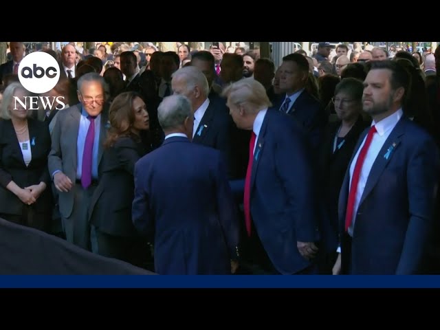 ⁣Vice Pres. Kamala Harris, former Pres. Donald Trump shake hands again at 9/11 anniversary ceremony