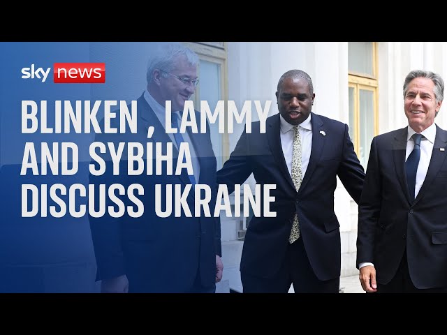 ⁣Antony Blinken, David Lammy and Ukrainian Foreign Minister Andrii Sybiha discuss Ukraine support