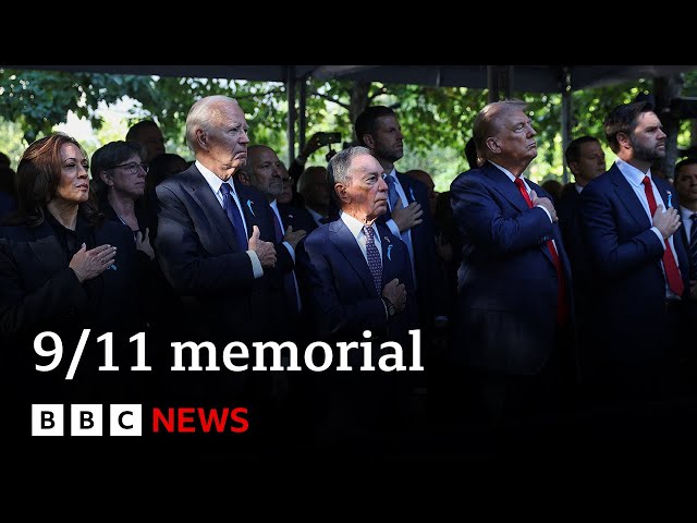 ⁣Kamala Harris and Donald Trump attend 9/11 memorial | BBC News