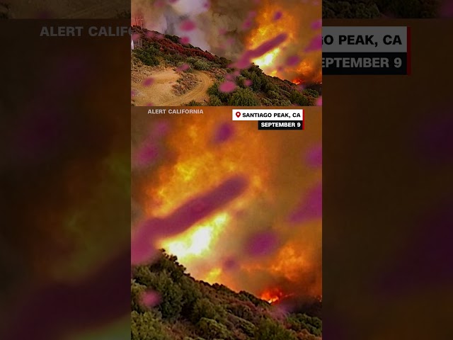 ⁣Timelapse shows wildfire engulf mountain in Southern California