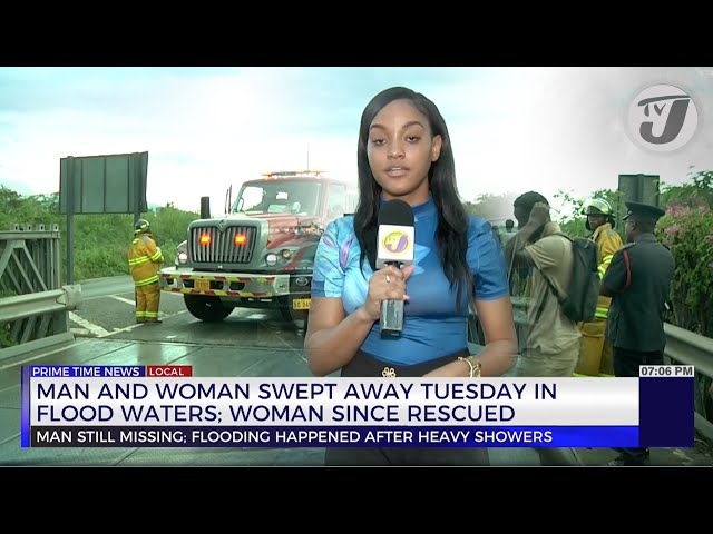 ⁣Man and Woman Swept Away in Flood Waters; Woman Rescued | TVJ News