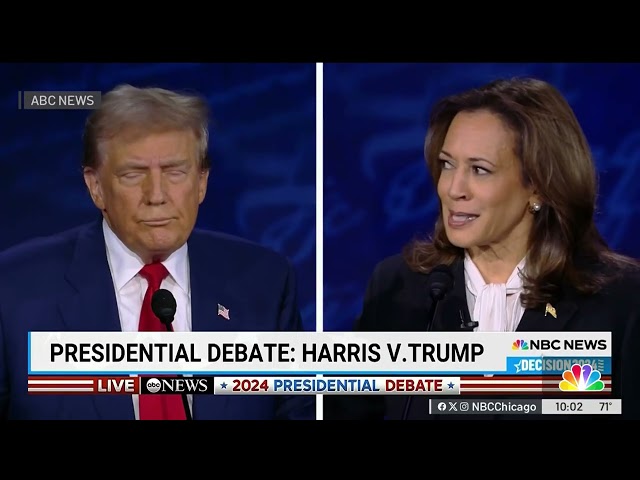 ⁣Harris, Trump exchange barbs on abortion, fracking in tense debate