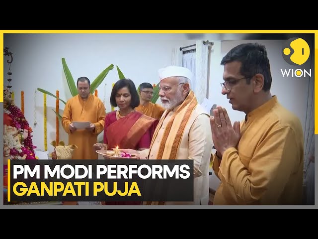 ⁣Ganesh Chaturthi 2024: PM Modi performs Ganapati puja at CJI's residence | WION