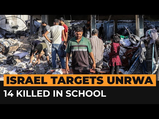 ⁣Video shows destruction from Israeli strike on UNRWA school-turned-shelter | AJ #Shorts