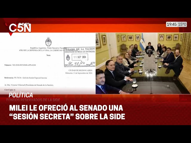 ⁣MILEI pidió al SENADO una "SESIÓN SECRETA" para tratar los fondos reservados de la SIDE