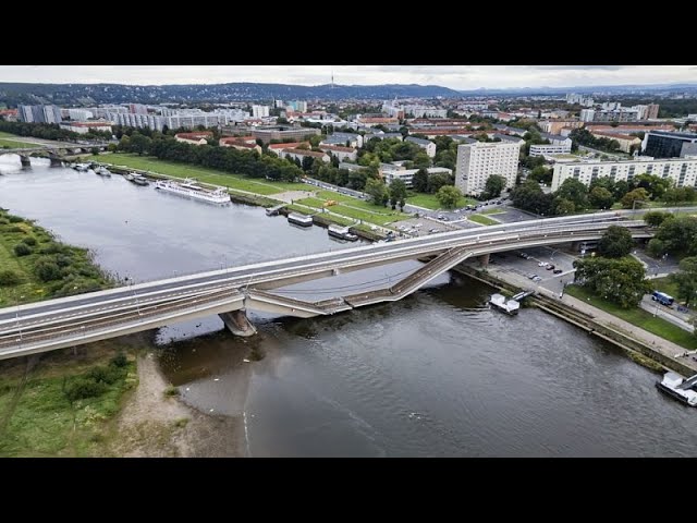 ⁣Major bridge partially collapses into river in Dresden