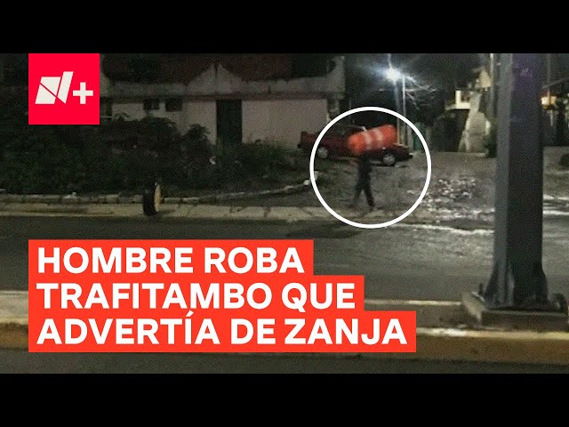 ⁣Se roban los trafitambos que advertían sobre la presencia de zanja - N+