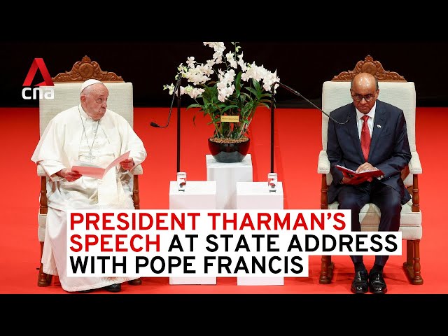 ⁣Singapore President Tharman’s speech at state address with Pope Francis