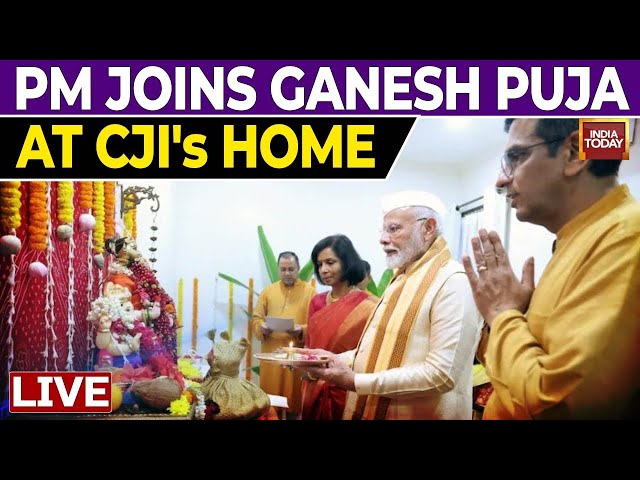 ⁣LIVE: PM Modi Attends Ganpati Puja Celebrations At CJI Chandrachud's Home | PM Modi And CJI New