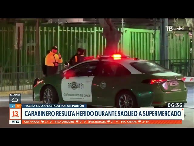 ⁣Carabinero resultó herido durante intento de robo a supermercado