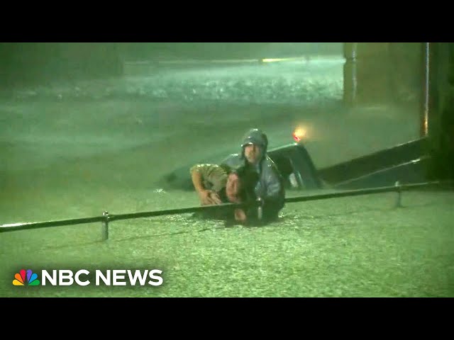 ⁣WATCH: Good Samaritan rescues pickup driver live on TV during Francine floods