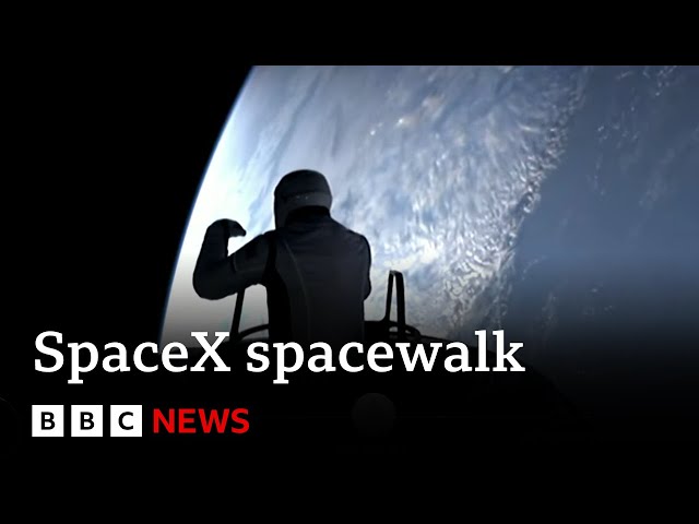 ⁣SpaceX astronauts make history as they conduct first private spacewalk | BBC News