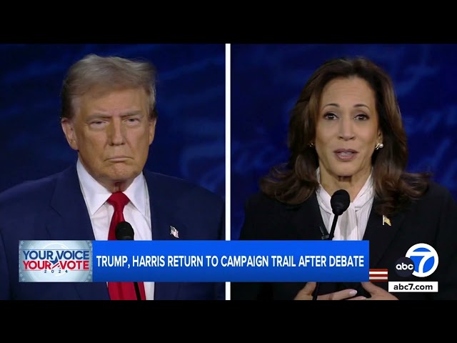 ⁣Trump, Harris return to campaign trail after debate