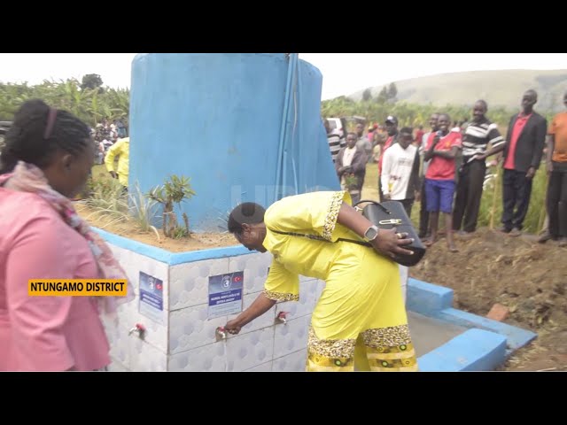 ⁣Clean water for all - Ntungamo woman MP provides clean water tank to the community