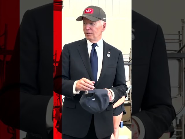 ⁣Biden jokingly wears Trump 2024 hat. #Biden #Trump #USElection #BBCNews