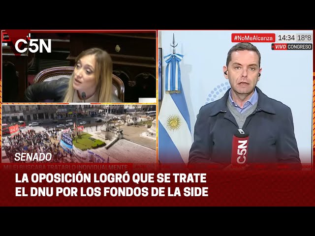 ⁣SENADO: la OPOSICIÓN LOGRÓ que se TRATE el DNU por los FONDOS de la SIDE