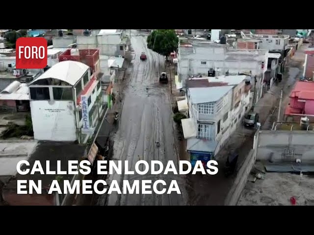 ⁣Así se ve Amecameca desde el aire después del desbordamiento del río Alcalica - Expreso de la Mañana