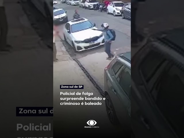 ⁣Um policial de folga baleou um bandido que tentou roubar o relógio de luxo, na zona sul de SP#shorts