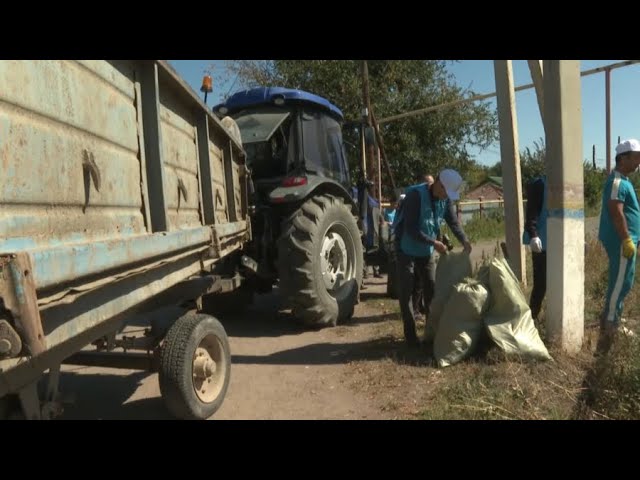 ⁣Жамбыл ауданынан 300 тоннадан астам қоқыс шығарылды